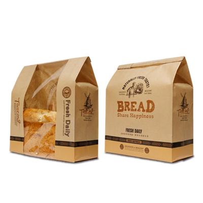 China Recycled Materials Oil Food Packaging Custom Printing Flat Bottom White Paper Bags Brown Kraft Paper For Wheat Corn Flour Packaging for sale