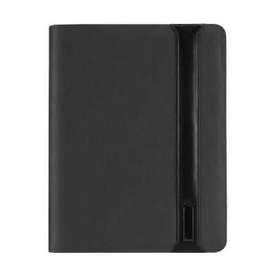 China Eco-friendly Contrast Color Combination PU Leather Notepad A4 Business Padfolio Gift With Power Bank for sale