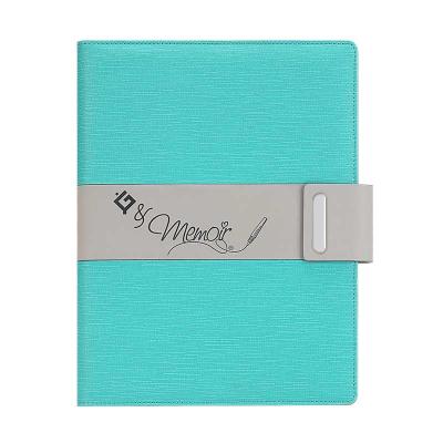 China PU Customized PU Leather A4 Folder With Power Bank And Light Logo for sale