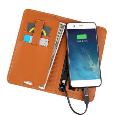 China With portable power bank and wireless charger card holder and wireless power bank wallet with RFID blocking for sale