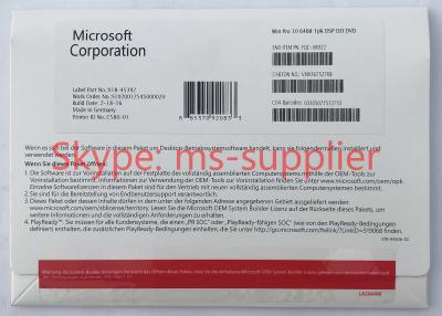 China Microsoft 10 Professional German 64 Bit DVD OEM German OEM Key , Win 10 Pro German, FQC-08922 for sale