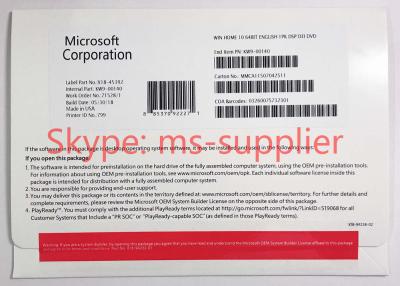 Chine Le peu Bit&64/Win10 de la maison 32 de Microsoft Windows 10 paquet véritable autoguide d'USB et de DVD OEM à vendre