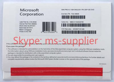 China Windows 8.1 Full Retail Version OEM Key 32 / 64 Bit With DVD Key Card for sale