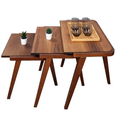 China Wholesale Unique Elegant Style Wood Classic Wooden Coffee Table Sets End Table Side Table for sale