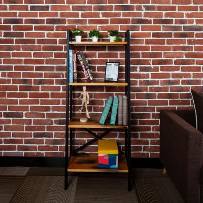 China Customizable Metal Wooden Shelf Industrial Style Storage Rack Bookcase Living Room Shelf for sale