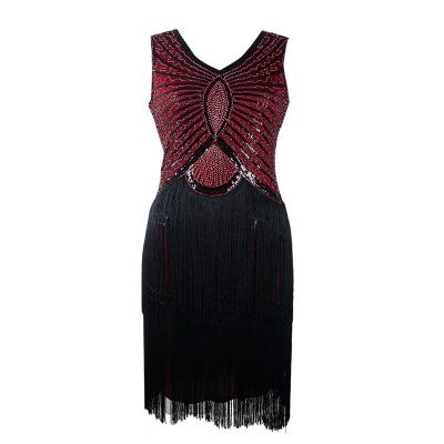 China Viable Sleeveless Sexy Trimming Women Party Slim Tassel Elegant Dress for sale