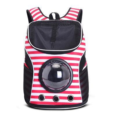 China New Viable Striped Pet Backpack Traveling Breathable Space Capsule Carrier for Dogs and Cats for sale