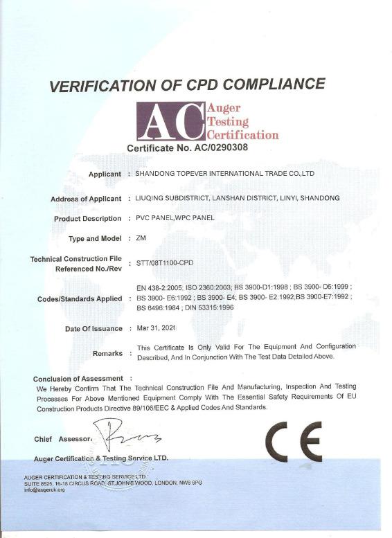 CE - Shandong Topever International Trade Co., Ltd..