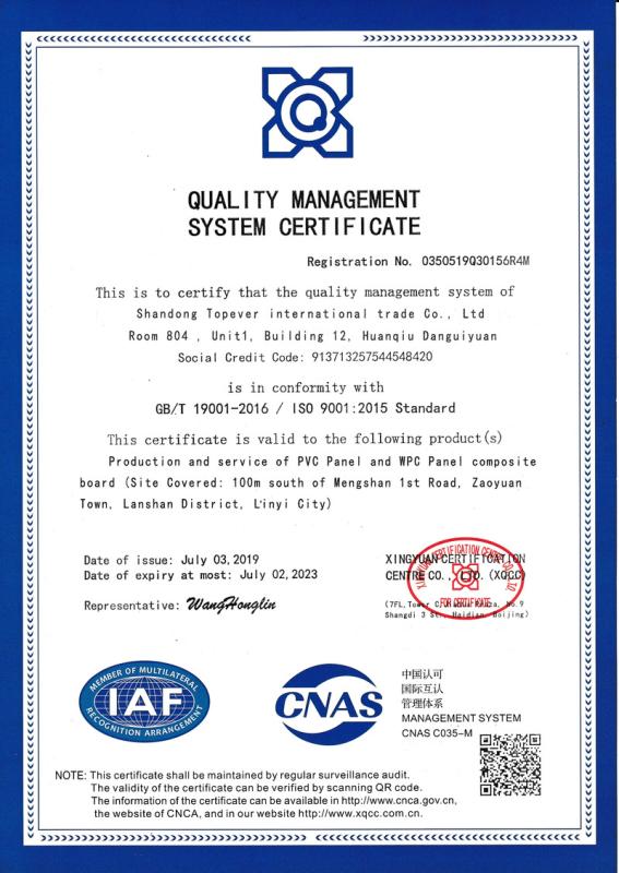 ISO9001 - Shandong Topever International Trade Co., Ltd..