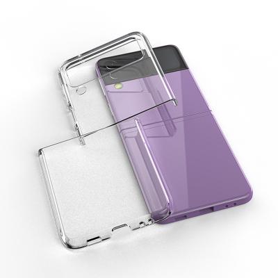 China New Clear Anti-fall Shock Proof Mobile Phone Case Folding Transparent Phone Protector Case For Samsung Z Flip 3 for sale