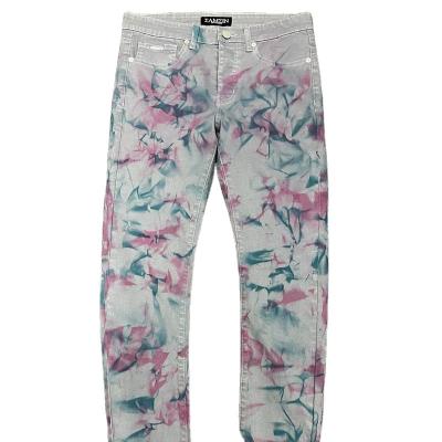 China Durable Custom Material Tie Dye Activity Wholesale Mens Slim Fit Manufacturers Jeans Pants for sale