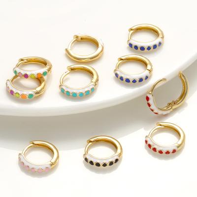 China Wholesale cute mixed color enamel color circle earrings cute mixed circle earrings for women small circle oil drop huggie colorful circle earring for sale