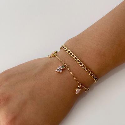 China Small Cherry Fruit Charm Bracelet B0023 Candy Color Fruit Charm Strawberry Peach Colored Grape Bracelets Thin Link Chain Stacked Bracelets for sale