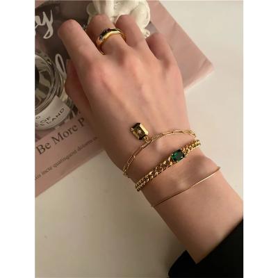 China B0080 gold square silver color 1paper clasp chains cz starbrust charm snake super thin snake chain bracelet for women paper clip chains cz starbrust square charm bracelets for sale