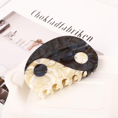 China Semicircle Ying Yang Acetate Hair Claw for Hair H0029 Thick Unusual Semicircle Ying Yang Acetate Hair Claw for Thick tai chi hair clip ponytail hair maintains accessories gifts for sale