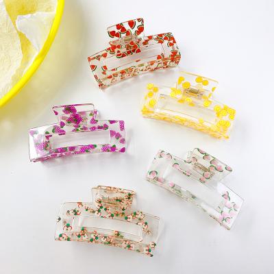 China H0027 Hairpin Hair Accessories Acrylic Fruit Hair Clip Summer Candy Fruit Hair Accessories Geometric Cute Butterfly Multicolor Wholesale Soft Multicolor Hairpin Small Large for sale