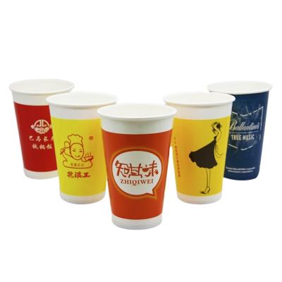 China 480ml 530ml disposable double PE coated paper cups popular for cold drink and hot drink custom paper cups for sale