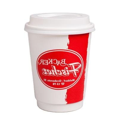 China Hot Selling Disposable Coffee Cup Custom Biodegradable Hollow Double Wall Paper Cup With Lid for sale