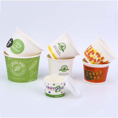 China Recycled Materials 500ml Disposable Biodegradable Soup Paper Bowl Custom Printed Paper Bowl With Cover for sale