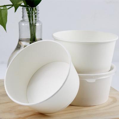 China Disposable Customize White PE Kraft Paper Round Cups Kraft Paper Liner Cup With PP Paper Lid 750ml for sale