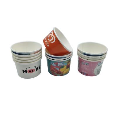 China Recycled Materials 230ml 250ml 330ml Yogurt Paper Cups With Lid Ice Cream Paper Cups Custom Ice Cream Paper Packaging Cup for sale