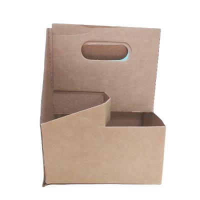 China Recycled Materials Kraft Paper Disposable Coffee Cup Holder Customized Paper Cup Holder for sale