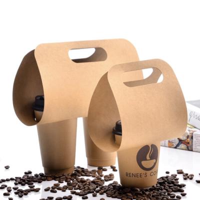 China Disposable Disposable Take Away Paper Cup Carrier Craft Coffee Paper Cup Holder for sale