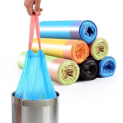 China Disposable Best Whosale Price Amazon Basics Tall Kitchen Drawstring Trash Bags Multi-colors Bathroom Can Liners Trash Bags for sale