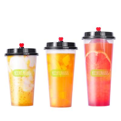 China Single Wall PP Fruits Drink Cups Milk Tea Bucket PP Cup Plastic Disposable Drink Cups 1000ml for sale