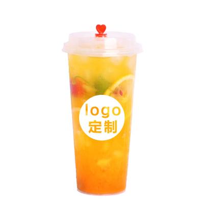 China Single Wall PP 1000ml Logo Cup Milk Shake Bubble Boba Tea U Shape Matte PP Cups Recycle for sale