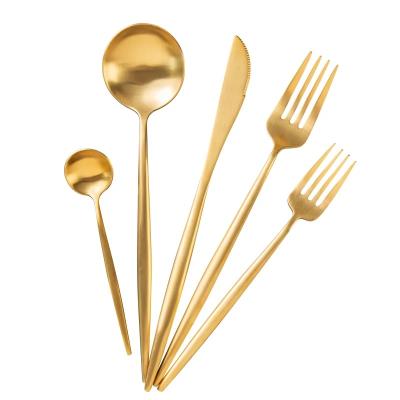 China Sustainable 5PCS Gold Plated Flatware Stainless Steel Cutlery Set Cutipol Cutlery for sale