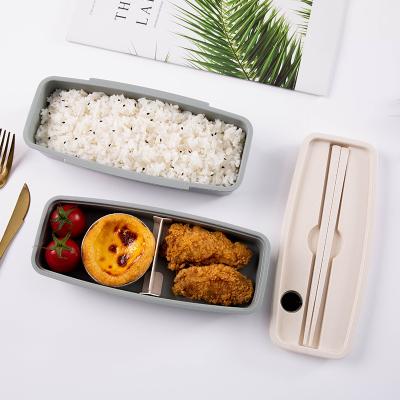 China Viable wholesale adult and kids sealed double layer insulation bento box stylish and environmentally friendly portable bamboo fiber for sale