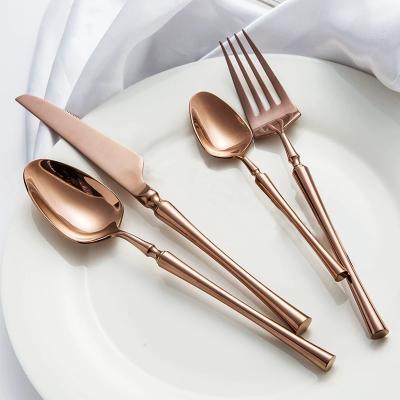 China Customized Viable Logo PVD Gold Mirror Polished Wedding Cutlery Set Heavy Duty Stainless Steel Gold Plated Cutlery Set for sale