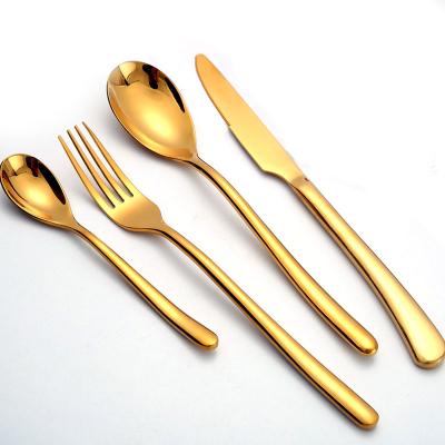 China 2020 Sustainable 4pcs Mirror Polished Custom Logo Gold Plated Flatware Copper Cutlery Wedding Cutlery Set Stainless Steel Cutlery for sale