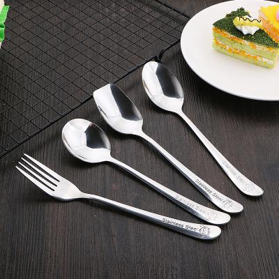 China Viable Mirror Polish Cardboard Pattern Kids Cutlery Set Stainless Steel Cutlery With Spoon Fork for sale