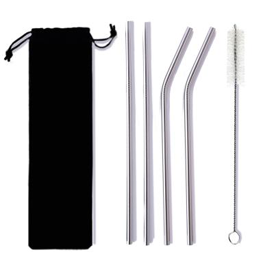 China Wholesale Viable LOW MOQ 215mm Silver Metal Drinking Straw Stainless Steel Straw Set for sale