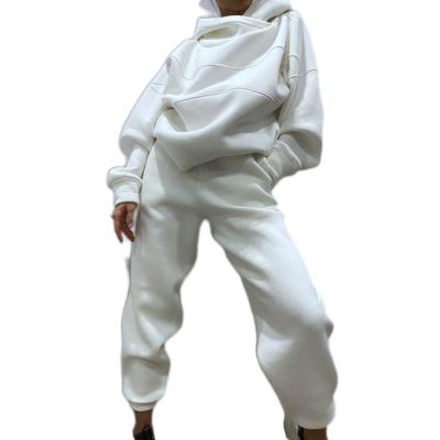 China Anti-pilling 2 Pieces Oversized Plus Size Cotton Spandex Joggers Hooded Pullover Loose Sweatsuit For Woman Women Hoodies& Sweatshirts for sale