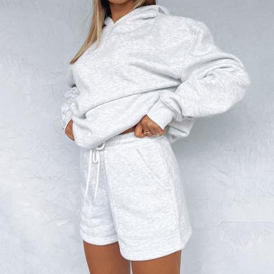 China Streetwear QUICK DRY Sweatshirt Cropped Cropped Set Loose Pants 100% Cotton Shorts Hoodies Woman Clothing Women Sets for sale