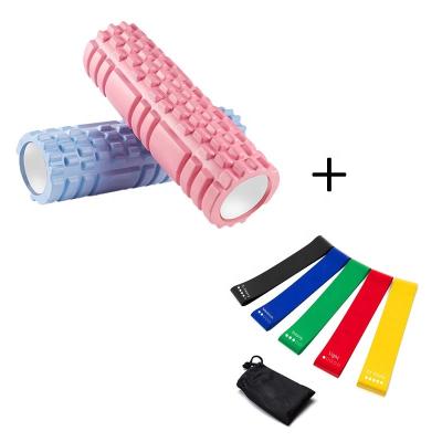 China Custom Environmental Friendly Materials Yoga Column Grid Muscle Massager EVA Soft Density Foam Roller Resistance Bands for sale