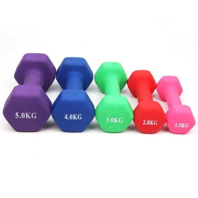 China Comfortable 1KG-10KG Gym Hexagon Shape Neoprene Non-Slip Dumbbell For Strength Building for sale