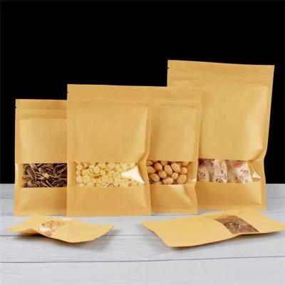 China 100pcs Resealable Coffee Powder Snack Candy Storage Pouches Flat Bottom Disposable Clear Packaging Bag Zip Lock Window Paper Packaging for sale