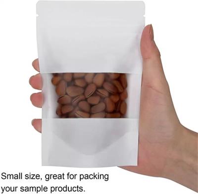 China Recyclable Custom Printing Food Grade Stand Up Zipper Bag Smell Proof Pouch Kraft Paper Bags With Zipper With Clear Window for sale