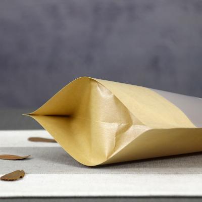 China Recyclable Kraft Paper Bags Bolsas Paper Food Packaging Stand Up Pouch Zip Lock Kraft Paper Bag With Window for sale