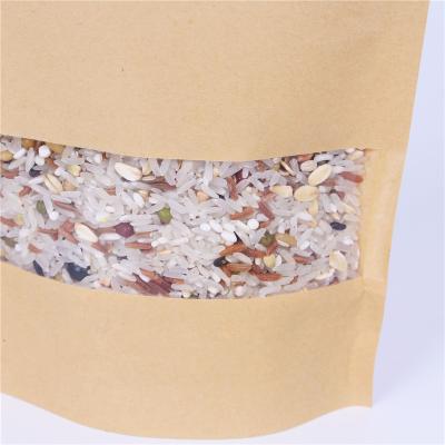 China Recyclable Ziplock Kraft Coffee Bags Bag Paper Food Packaging Stand Up Pouch Kraft Paper Bag With Clear Window for sale