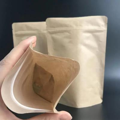 China Recyclable Eco Friendly Resealable Zipper Brown Kraft Paper Packaging Coffee Bags Stand Up Coffee Bag With Valve for sale