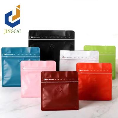 China Wholesale 250g Custom Printed Colorful Disposable Coffee Bag Packaging Zipper Flat Bottom Empty Coffee Bags With Valve For Coffee Bean Tea for sale