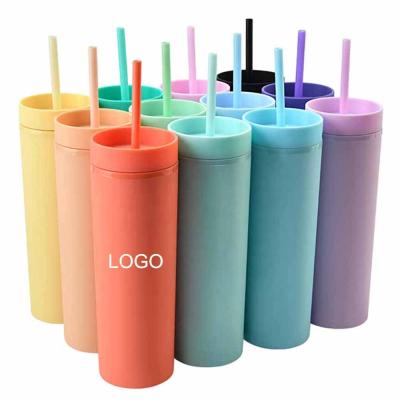 China Sustainable LOGO 16oz Travel Mug Custom Mug Classic Lean Tumbler With Straw for sale