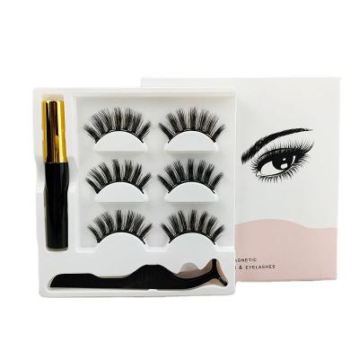 China Natural magnetic eyeliner and eyelashes wholesale magnetic 3d wicks 3 pairs 087# for sale