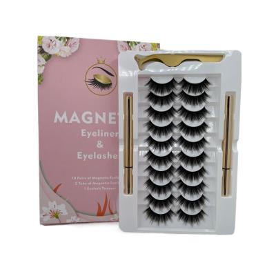 China Natural magnetic eyeliner and magnetic lashes wholesale magnetic 3d lashes stick no no eyeliner 10 pairs S78 for sale