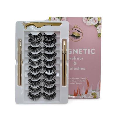 China Natural magnetic eyeliner and magnetic lashes wholesale magnetic 3d lashes stick no no eyeliner 10 pairs S75 for sale